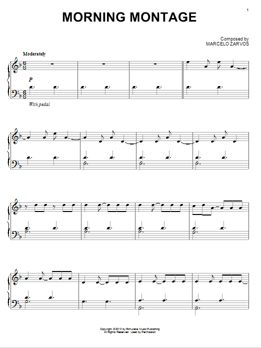 Preview Marcelo Zarvos Morning Montage Film and TV sheet music, notes and chords for Piano, SKU: 75588 sheet music, piano notes, chords, guitar tabs, score, transpose, transcribe, how to play, guide, download, learn, tutorial, progression, song, artist, awards, billboard, mtv, vh1, tour, single, album, release