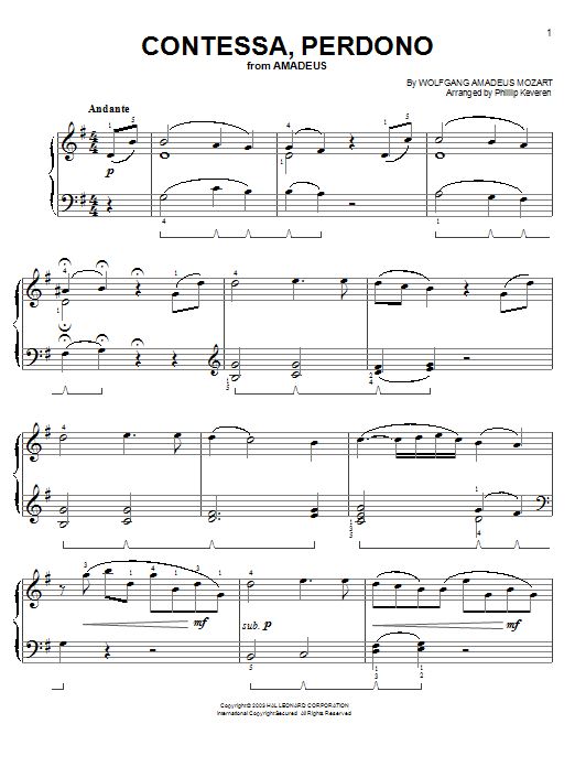 Preview Wolfgang Amadeus Mozart Contessa Perdono Classical sheet music, notes and chords for Easy Piano, SKU: 75612 sheet music, piano notes, chords, guitar tabs, score, transpose, transcribe, how to play, guide, download, learn, tutorial, progression, song, artist, awards, billboard, mtv, vh1, tour, single, album, release