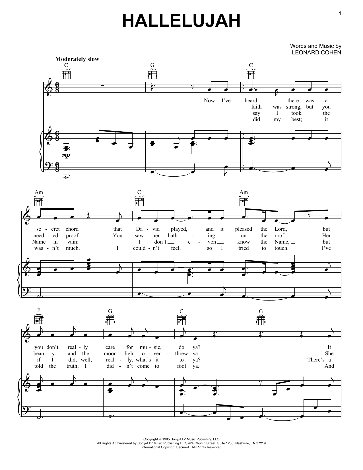Preview Leonard Cohen Hallelujah Folk sheet music, notes and chords for Piano, Vocal & Guitar (Right-Hand Melody), SKU: 76157 sheet music, piano notes, chords, guitar tabs, score, transpose, transcribe, how to play, guide, download, learn, tutorial, progression, song, artist, awards, billboard, mtv, vh1, tour, single, album, release
