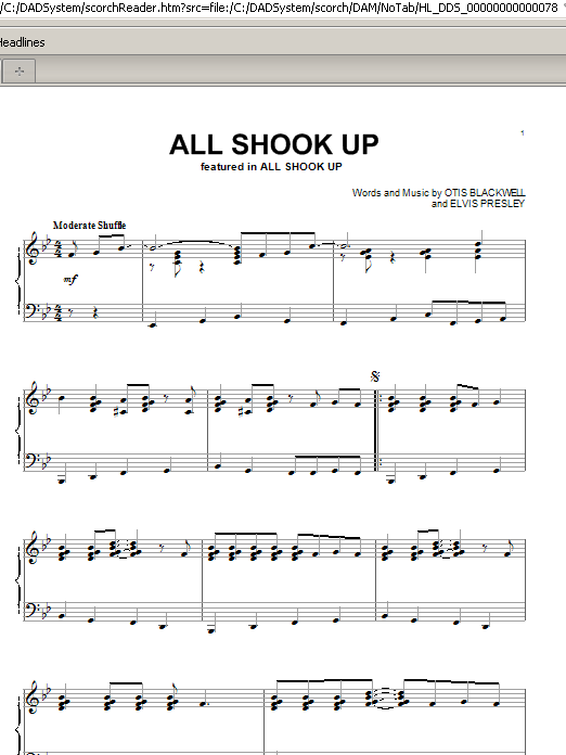 Preview Elvis Presley All Shook Up Rock sheet music, notes and chords for Piano, SKU: 84760 sheet music, piano notes, chords, guitar tabs, score, transpose, transcribe, how to play, guide, download, learn, tutorial, progression, song, artist, awards, billboard, mtv, vh1, tour, single, album, release