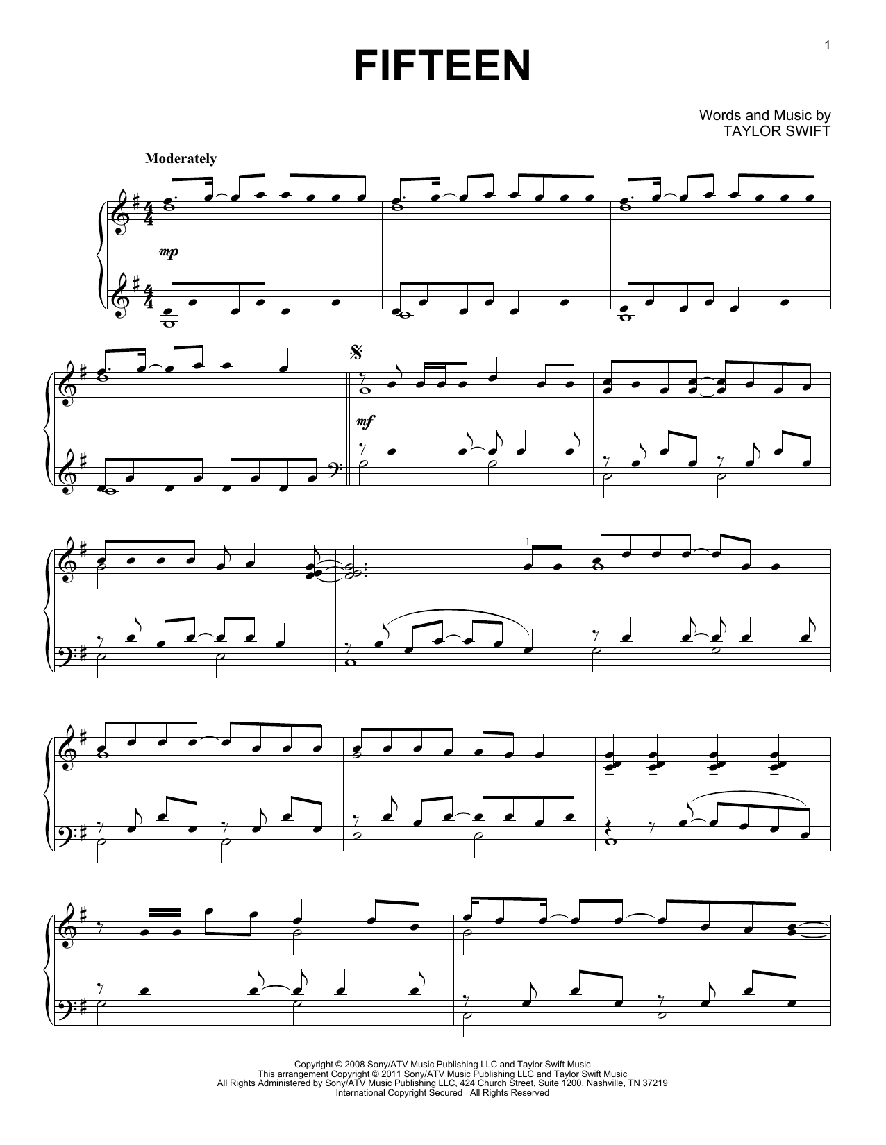 Preview Taylor Swift Fifteen Pop sheet music, notes and chords for Piano, SKU: 87254 sheet music, piano notes, chords, guitar tabs, score, transpose, transcribe, how to play, guide, download, learn, tutorial, progression, song, artist, awards, billboard, mtv, vh1, tour, single, album, release