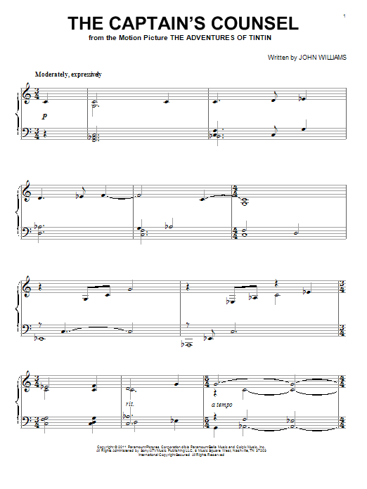 Preview John Williams The Captain's Counsel Film and TV sheet music, notes and chords for Piano, SKU: 88612 sheet music, piano notes, chords, guitar tabs, score, transpose, transcribe, how to play, guide, download, learn, tutorial, progression, song, artist, awards, billboard, mtv, vh1, tour, single, album, release
