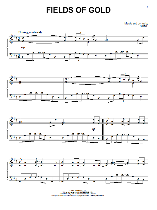 Preview Sting Fields Of Gold Rock sheet music, notes and chords for Piano, SKU: 88676 sheet music, piano notes, chords, guitar tabs, score, transpose, transcribe, how to play, guide, download, learn, tutorial, progression, song, artist, awards, billboard, mtv, vh1, tour, single, album, release