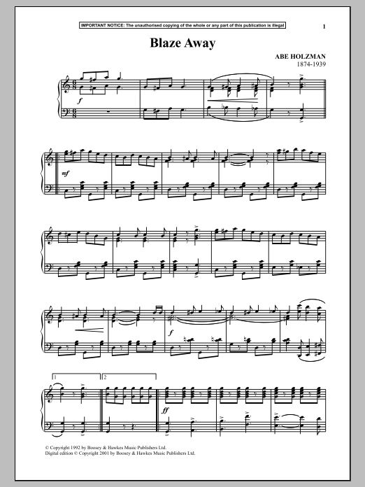 Preview Abe Holzman Blaze Away Classical sheet music, notes and chords for Piano, SKU: 90250 sheet music, piano notes, chords, guitar tabs, score, transpose, transcribe, how to play, guide, download, learn, tutorial, progression, song, artist, awards, billboard, mtv, vh1, tour, single, album, release