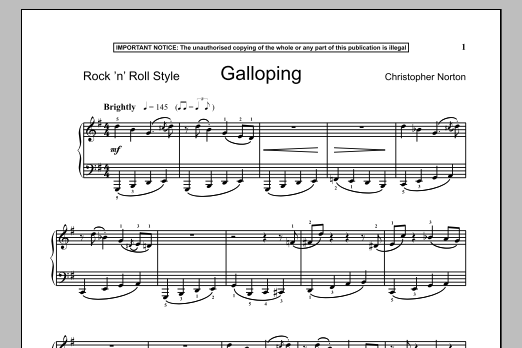 Preview Christopher Norton Galloping Classical sheet music, notes and chords for Piano, SKU: 90401 sheet music, piano notes, chords, guitar tabs, score, transpose, transcribe, how to play, guide, download, learn, tutorial, progression, song, artist, awards, billboard, mtv, vh1, tour, single, album, release