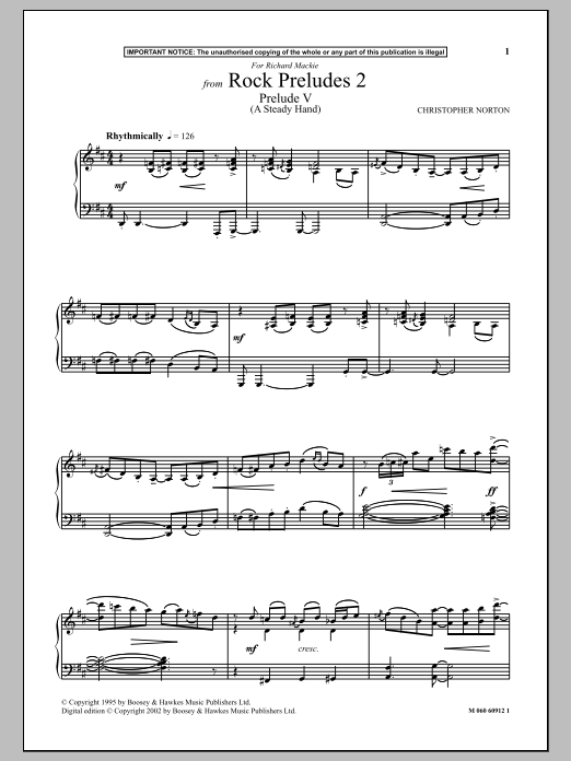 Preview Christopher Norton Prelude V (A Steady Hand) (from Rock Preludes 2) Classical sheet music, notes and chords for Piano, SKU: 90617 sheet music, piano notes, chords, guitar tabs, score, transpose, transcribe, how to play, guide, download, learn, tutorial, progression, song, artist, awards, billboard, mtv, vh1, tour, single, album, release