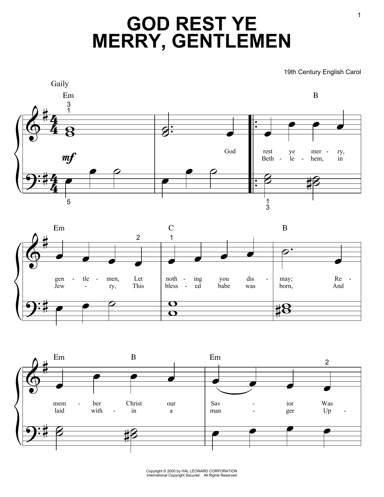 Preview 19th Century English Carol God Rest Ye Merry, Gentlemen Christmas sheet music, notes and chords for Piano (Big Notes), SKU: 92053 sheet music, piano notes, chords, guitar tabs, score, transpose, transcribe, how to play, guide, download, learn, tutorial, progression, song, artist, awards, billboard, mtv, vh1, tour, single, album, release