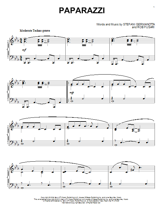 Preview Lady Gaga Paparazzi Pop sheet music, notes and chords for Piano, SKU: 92545 sheet music, piano notes, chords, guitar tabs, score, transpose, transcribe, how to play, guide, download, learn, tutorial, progression, song, artist, awards, billboard, mtv, vh1, tour, single, album, release