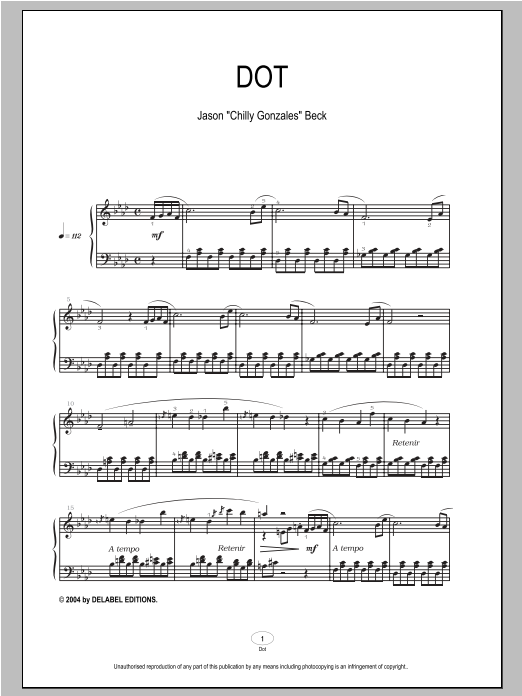 Preview Chilly Gonzales Dot Pop sheet music, notes and chords for Piano, SKU: 93900 sheet music, piano notes, chords, guitar tabs, score, transpose, transcribe, how to play, guide, download, learn, tutorial, progression, song, artist, awards, billboard, mtv, vh1, tour, single, album, release