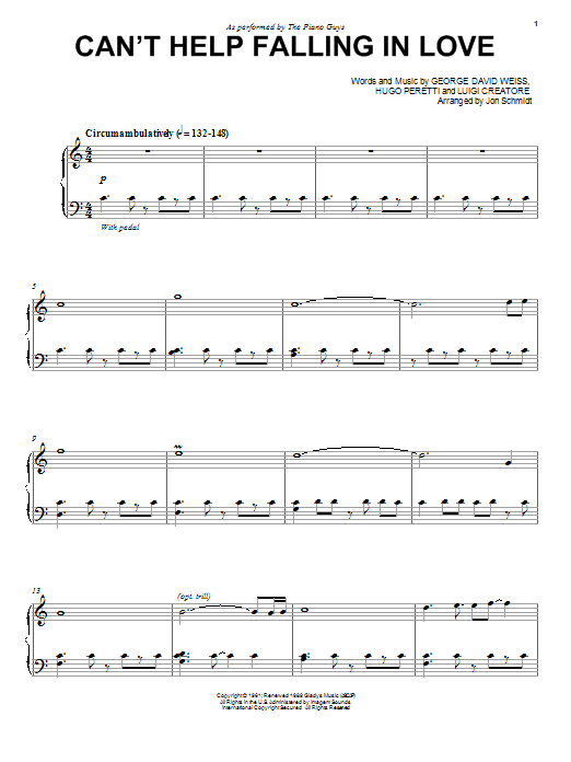 Preview The Piano Guys Can't Help Falling In Love Classical sheet music, notes and chords for Piano, SKU: 99031 sheet music, piano notes, chords, guitar tabs, score, transpose, transcribe, how to play, guide, download, learn, tutorial, progression, song, artist, awards, billboard, mtv, vh1, tour, single, album, release