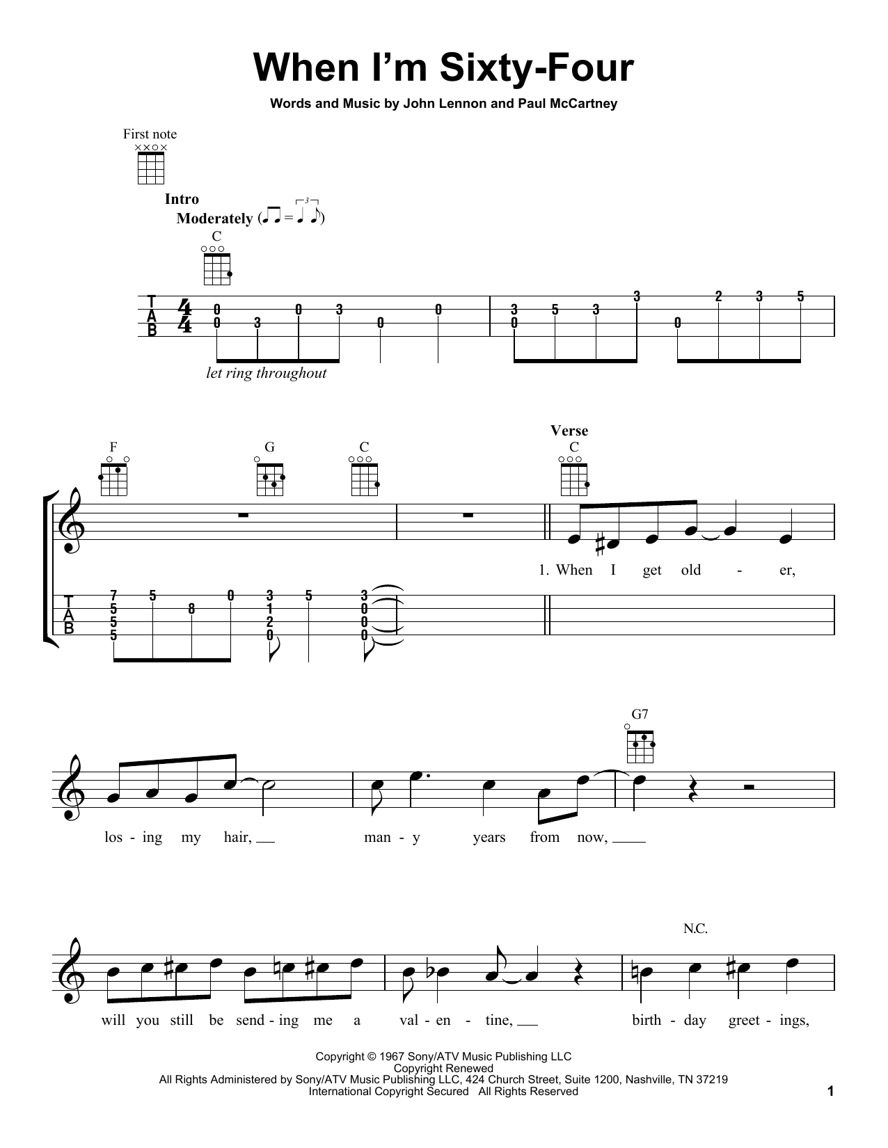 Preview The Beatles When I'm Sixty-Four Rock sheet music, notes and chords for Ukulele, SKU: 99077 sheet music, piano notes, chords, guitar tabs, score, transpose, transcribe, how to play, guide, download, learn, tutorial, progression, song, artist, awards, billboard, mtv, vh1, tour, single, album, release
