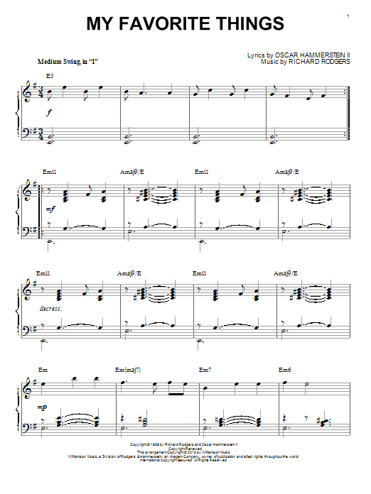 Preview John Coltrane My Favorite Things (from The Sound Of Music) Jazz sheet music, notes and chords for Piano, SKU: 99564 sheet music, piano notes, chords, guitar tabs, score, transpose, transcribe, how to play, guide, download, learn, tutorial, progression, song, artist, awards, billboard, mtv, vh1, tour, single, album, release