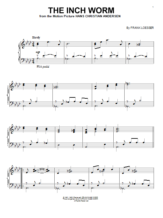 Preview Danny Kaye The Inch Worm Children sheet music, notes and chords for Piano, SKU: 99970 sheet music, piano notes, chords, guitar tabs, score, transpose, transcribe, how to play, guide, download, learn, tutorial, progression, song, artist, awards, billboard, mtv, vh1, tour, single, album, release