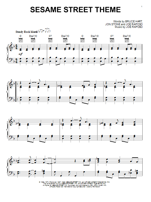 Preview Jon Stone Sesame Street Theme Children sheet music, notes and chords for Piano, SKU: 99997 sheet music, piano notes, chords, guitar tabs, score, transpose, transcribe, how to play, guide, download, learn, tutorial, progression, song, artist, awards, billboard, mtv, vh1, tour, single, album, release