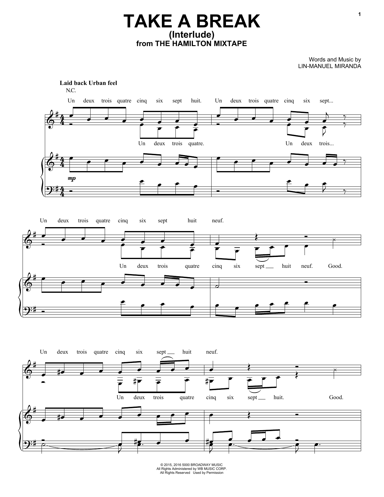 Preview !llmind Take A Break (Interlude) Broadway sheet music, notes and chords for Piano, Vocal & Guitar (Right-Hand Melody), SKU: 196913 sheet music, piano notes, chords, guitar tabs, score, transpose, transcribe, how to play, guide, download, learn, tutorial, progression, song, artist, awards, billboard, mtv, vh1, tour, single, album, release