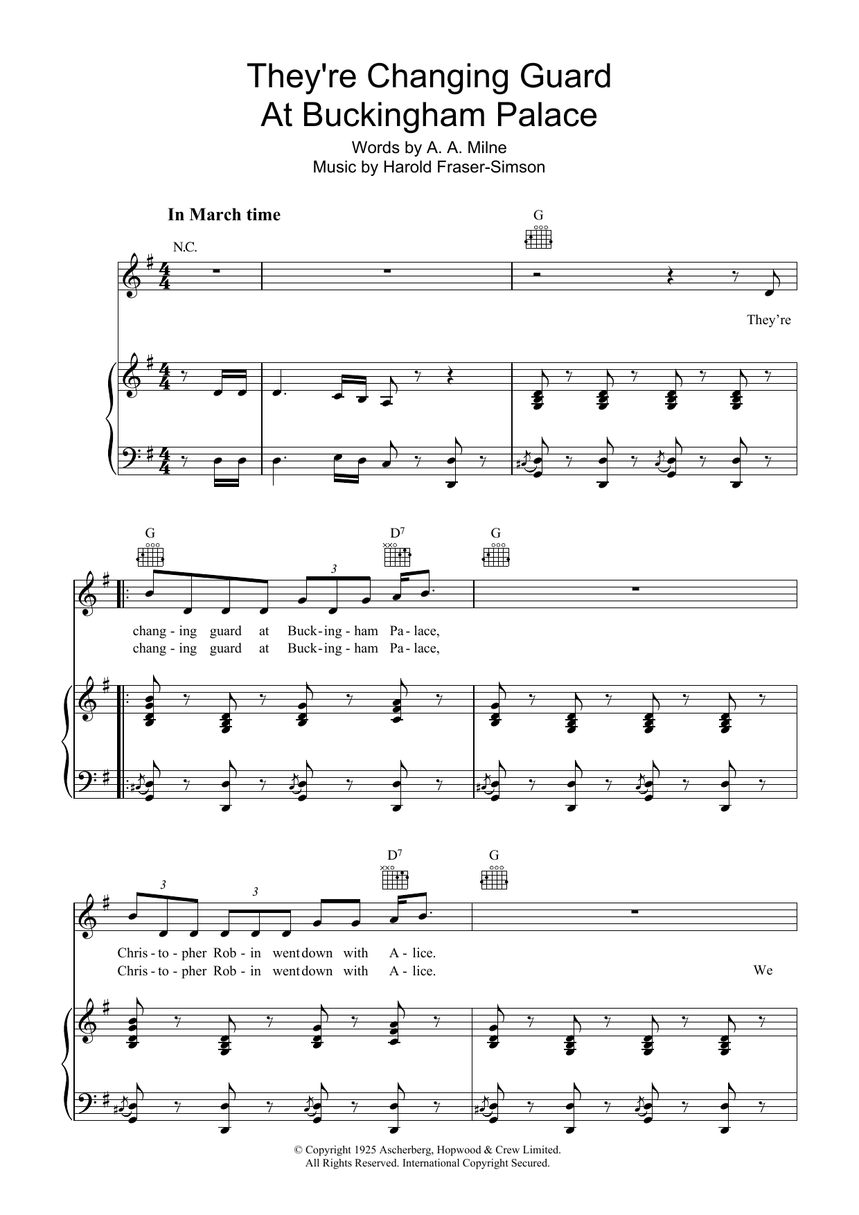 Download A.A. Milne They're Changing Guard At Buckingham Palace sheet music and printable PDF score & Easy Listening music notes