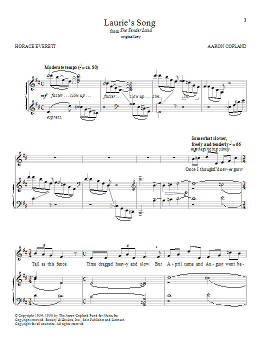 Aaron Copland Laurie's Song Sheet Music & Chords for Piano & Vocal - Download or Print PDF