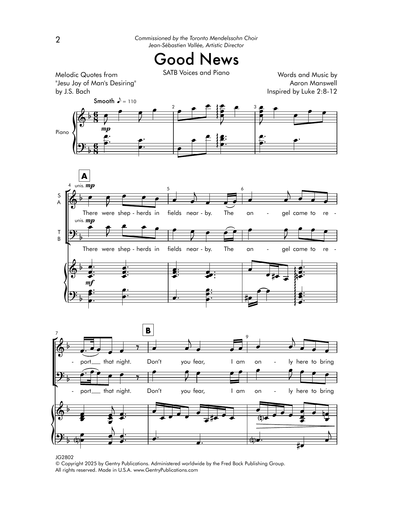 Aaron Manswell Good News Sheet Music & Chords for SATB Choir - Download or Print PDF