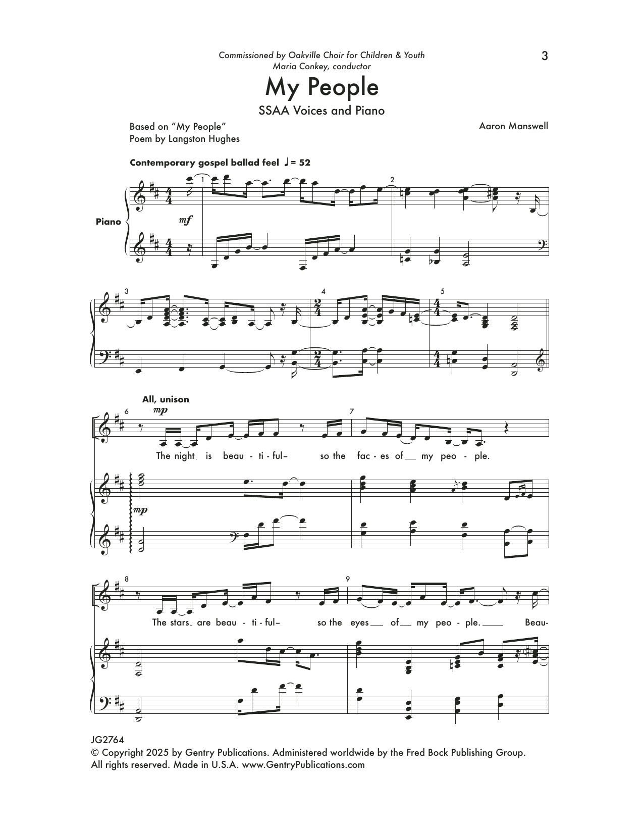Aaron Manswell My People Sheet Music & Chords for SSAA Choir - Download or Print PDF