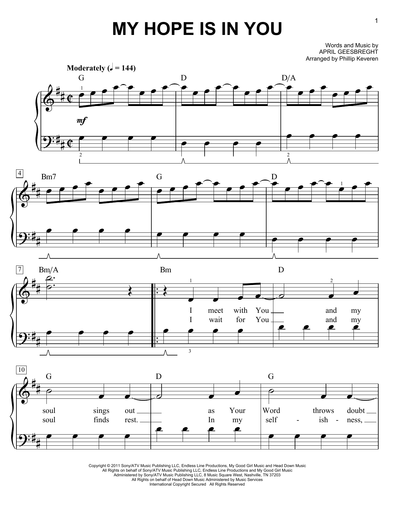 Phillip Keveren My Hope Is In You Sheet Music & Chords for Easy Piano - Download or Print PDF