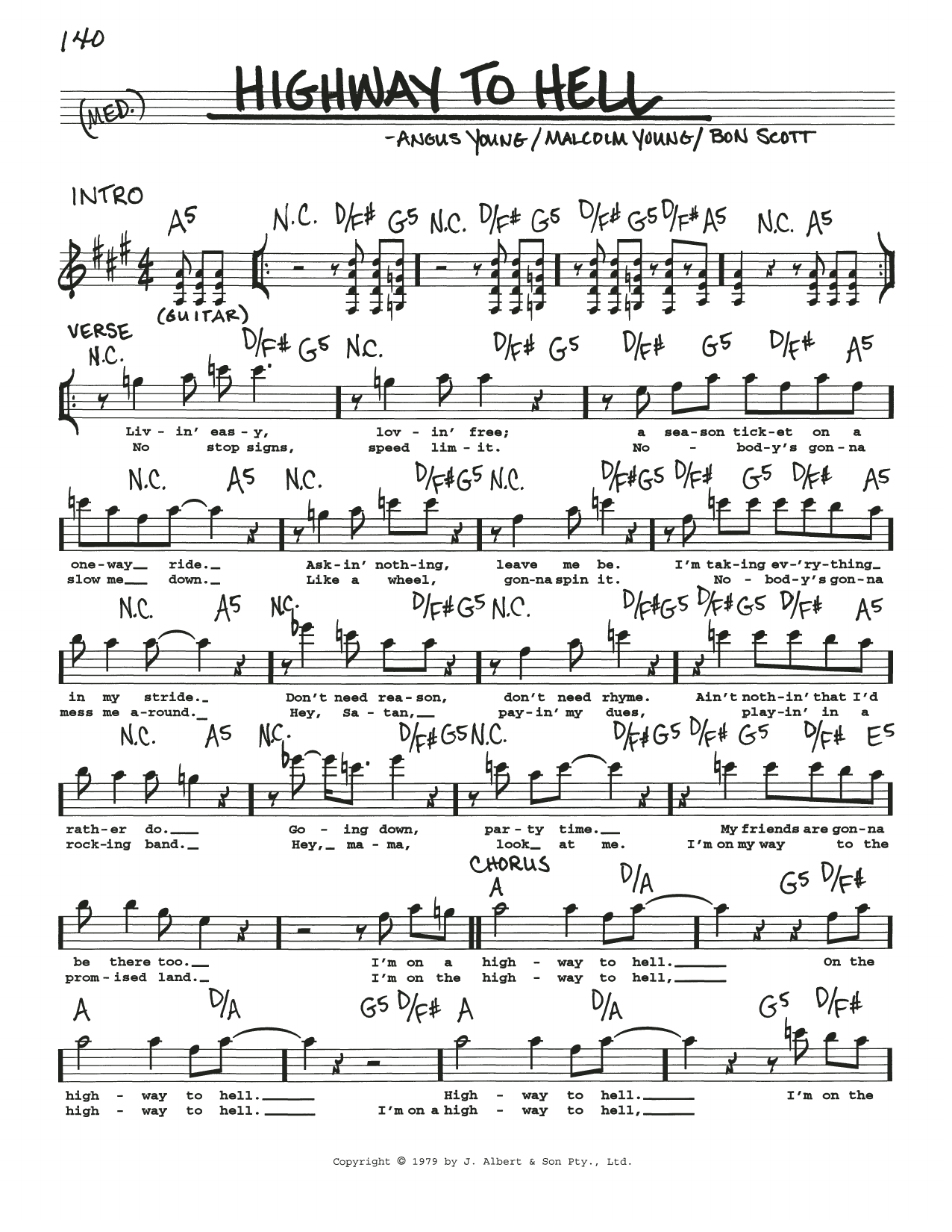 AC/DC "Highway To Hell" Sheet Music | Download Printable Rock PDF Score How Play On Ukulele Chords/Lyrics? SKU 112995