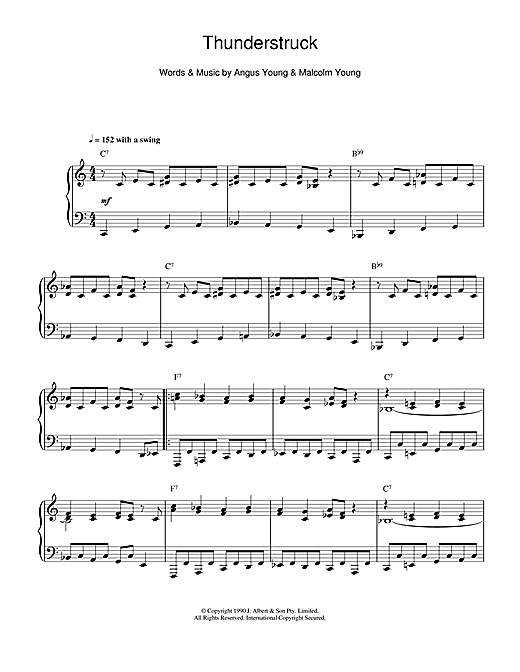 Preview AC/DC Thunderstruck (jazz version) Jazz sheet music, notes and chords for Piano, SKU: 114901 sheet music, piano notes, chords, guitar tabs, score, transpose, transcribe, how to play, guide, download, learn, tutorial, progression, song, artist, awards, billboard, mtv, vh1, tour, single, album, release