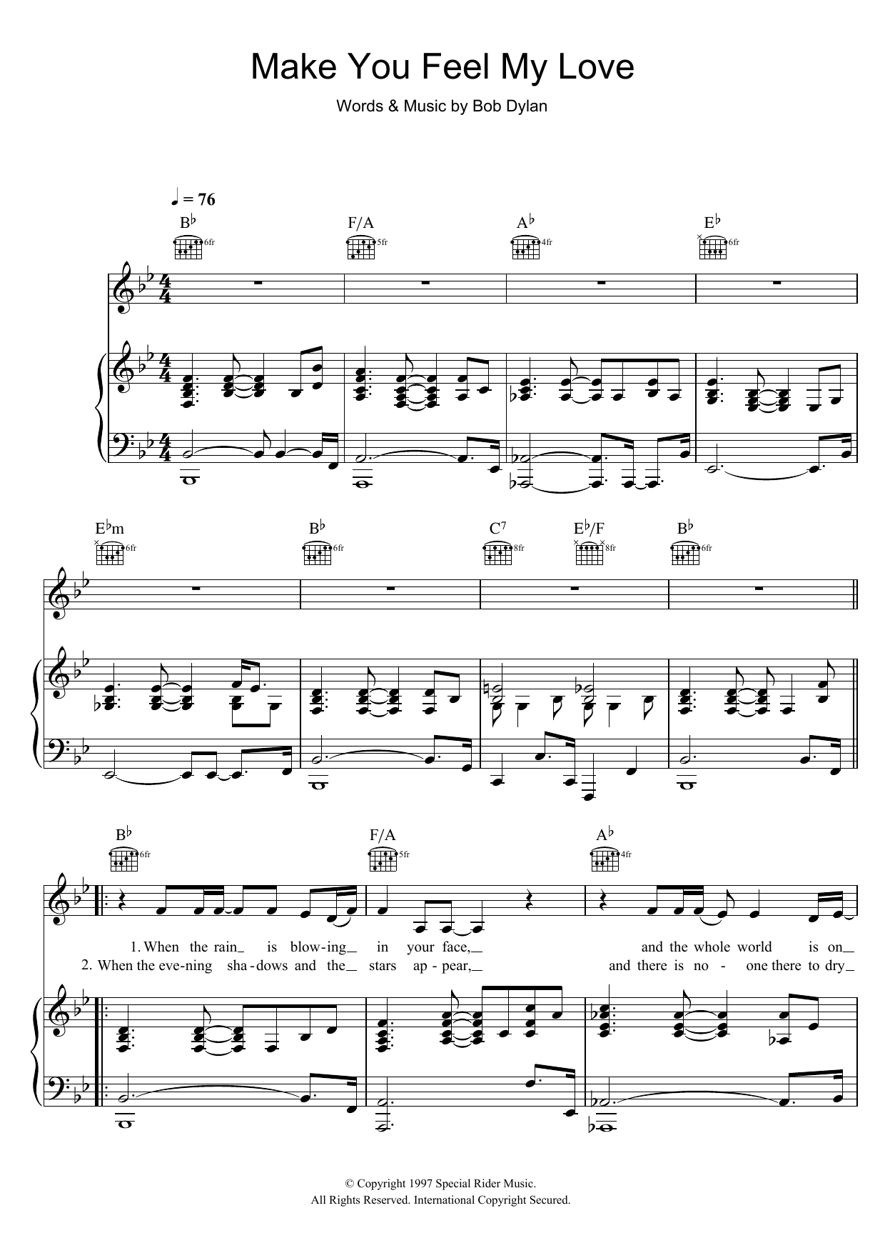 Download Adele Make You Feel My Love sheet music and printable PDF score & Pop music notes