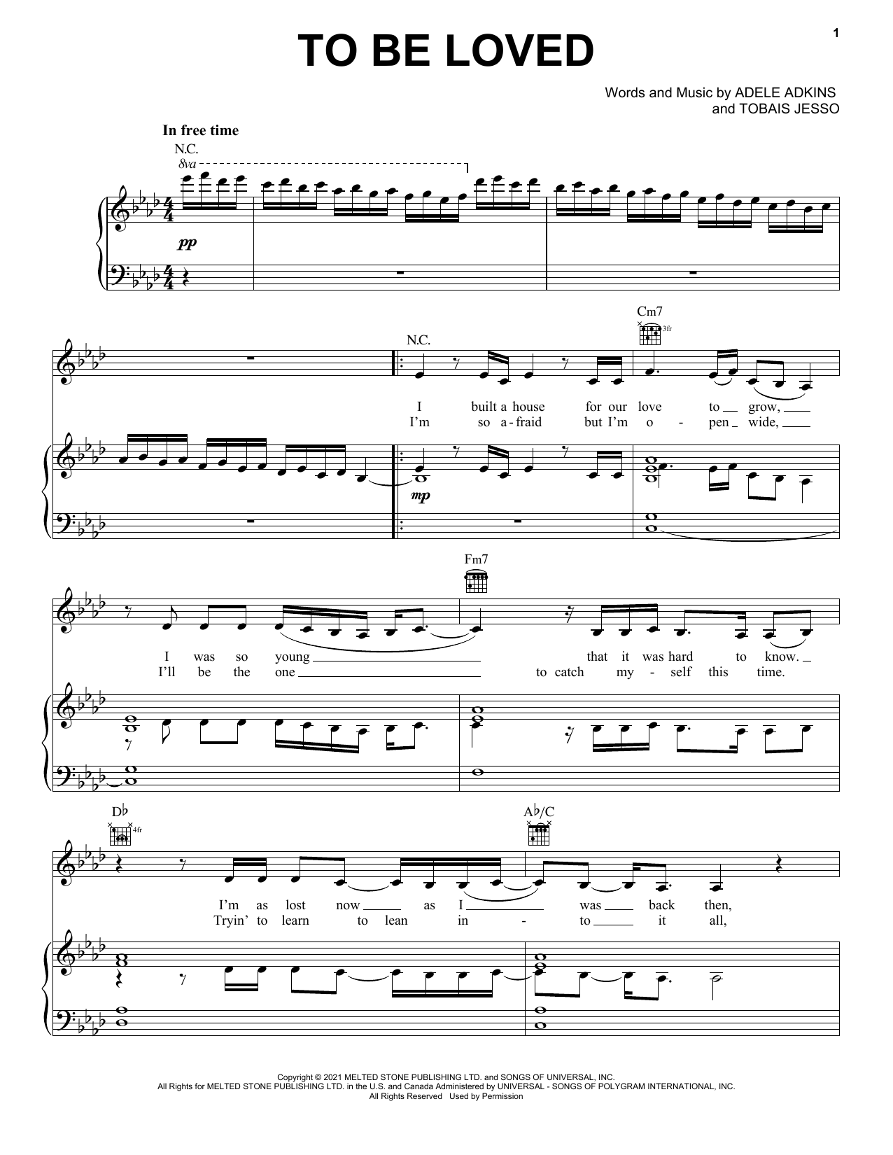 Download Adele To Be Loved sheet music and printable PDF score & Pop music notes