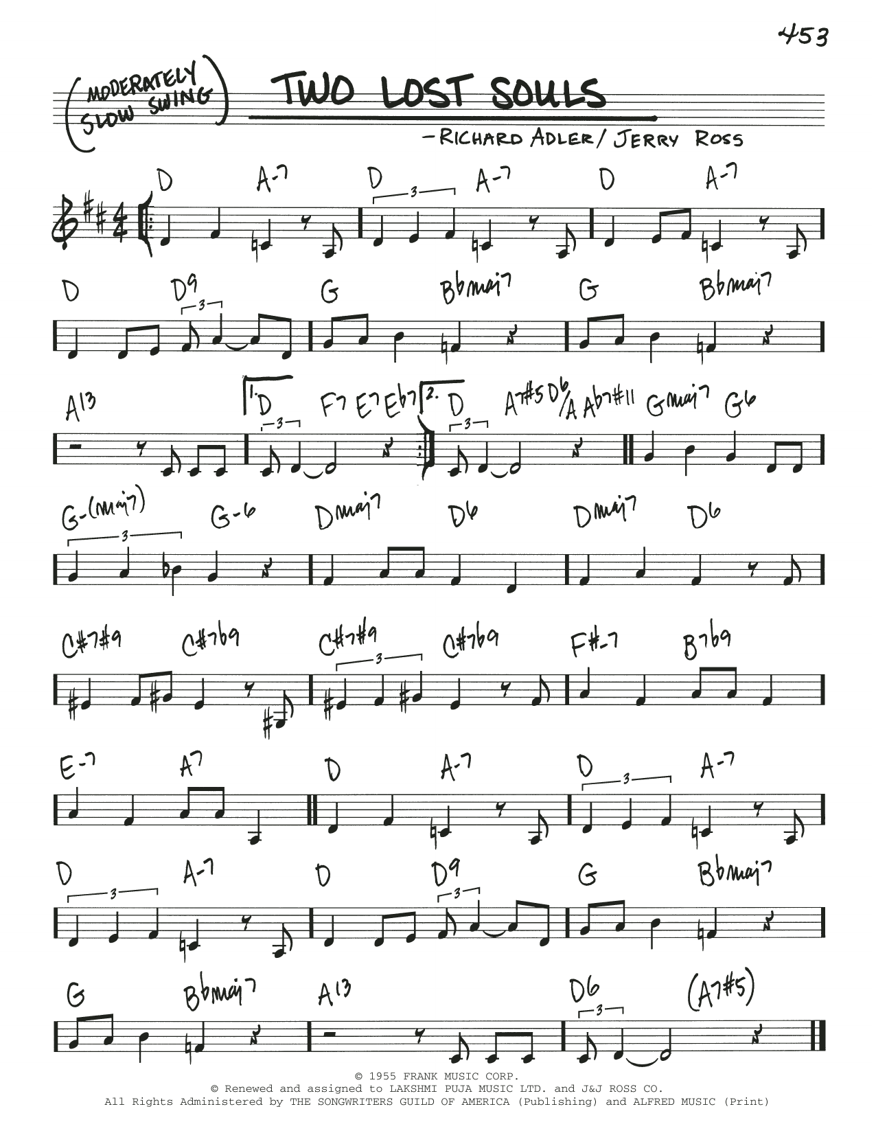 Download Adler & Ross Two Lost Souls sheet music and printable PDF score & Broadway music notes