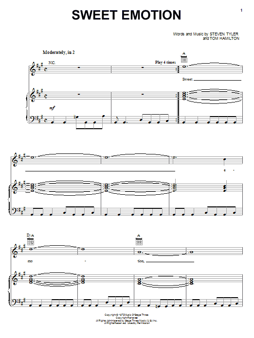 Preview Aerosmith Sweet Emotion Pop sheet music, notes and chords for Bass Guitar Tab, SKU: 51234 Download Aerosmith Sweet Emotion sheet music and printable PDF score & Pop music notes