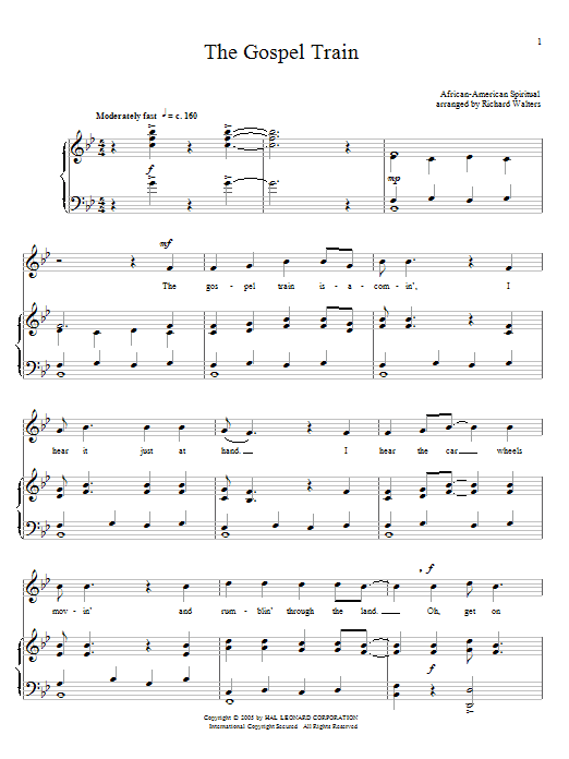 Preview African-American Spiritual The Gospel Train Religious sheet music, notes and chords for Piano & Vocal, SKU: 51748 sheet music, piano notes, chords, guitar tabs, score, transpose, transcribe, how to play, guide, download, learn, tutorial, progression, song, artist, awards, billboard, mtv, vh1, tour, single, album, release