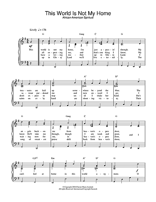 Download African-American Spiritual This World Is Not My Home sheet music and printable PDF score & Religious music notes