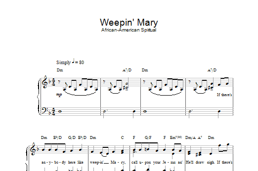Download African-American Spiritual Weepin' Mary sheet music and printable PDF score & Religious music notes