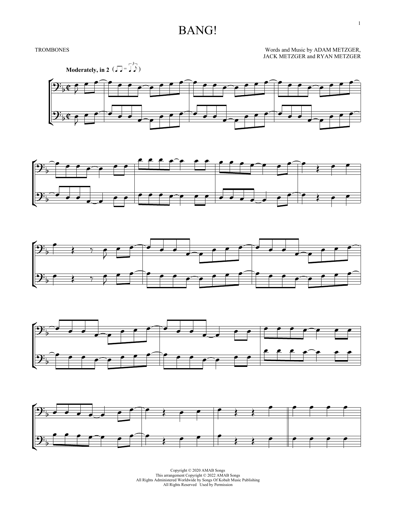 AJR "Bang!" Sheet Music | Download Printable Pop PDF Score | How To ...