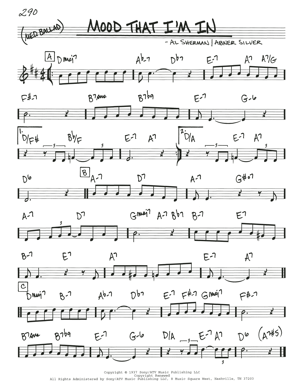 Download Al Sherman Mood That I'm In sheet music and printable PDF score & Jazz music notes