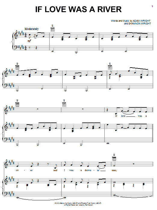 Preview Alan Jackson If Love Was A River Pop sheet music, notes and chords for Piano, Vocal & Guitar (Right-Hand Melody), SKU: 62583 sheet music, piano notes, chords, guitar tabs, score, transpose, transcribe, how to play, guide, download, learn, tutorial, progression, song, artist, awards, billboard, mtv, vh1, tour, single, album, release