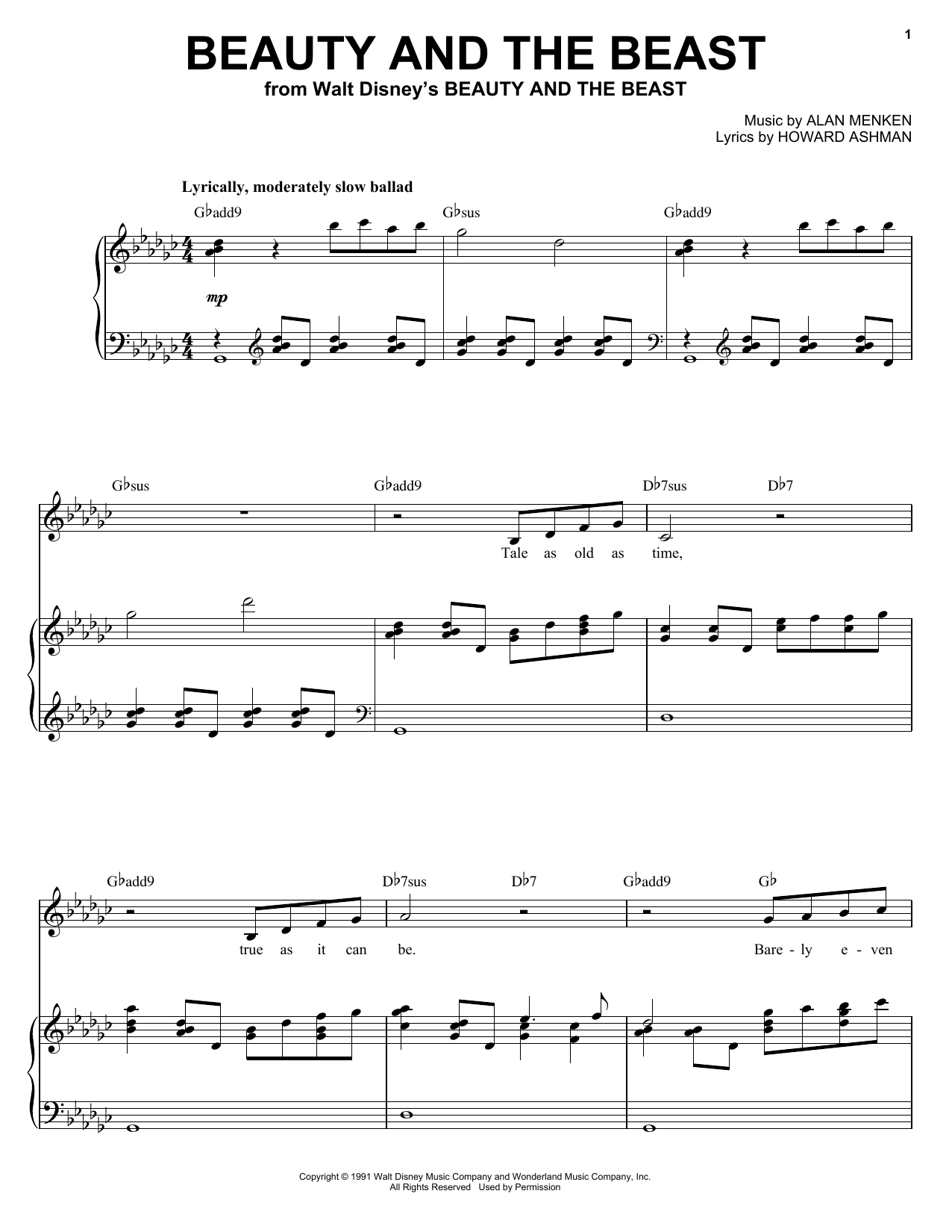 Preview Alan Menken Beauty And The Beast Film and TV sheet music, notes and chords for Piano, Vocal & Guitar (Right-Hand Melody), SKU: 21334 sheet music, piano notes, chords, guitar tabs, score, transpose, transcribe, how to play, guide, download, learn, tutorial, progression, song, artist, awards, billboard, mtv, vh1, tour, single, album, release