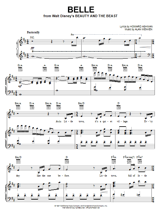 Preview Alan Menken Belle Children sheet music, notes and chords for Piano, Vocal & Guitar (Right-Hand Melody), SKU: 18241 sheet music, piano notes, chords, guitar tabs, score, transpose, transcribe, how to play, guide, download, learn, tutorial, progression, song, artist, awards, billboard, mtv, vh1, tour, single, album, release