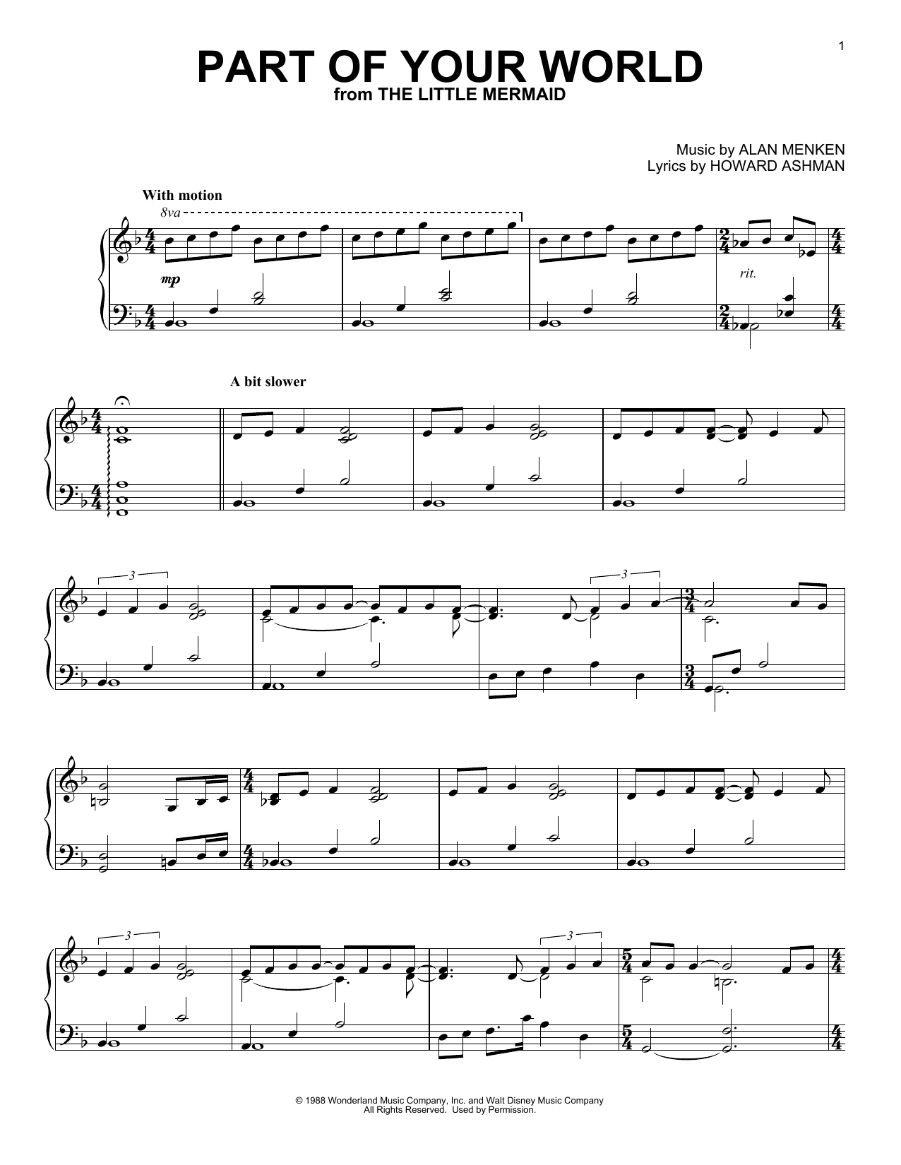 Preview Alan Menken Part Of Your World (from The Little Mermaid) Children sheet music, notes and chords for Piano (Big Notes), SKU: 21267 sheet music, piano notes, chords, guitar tabs, score, transpose, transcribe, how to play, guide, download, learn, tutorial, progression, song, artist, awards, billboard, mtv, vh1, tour, single, album, release