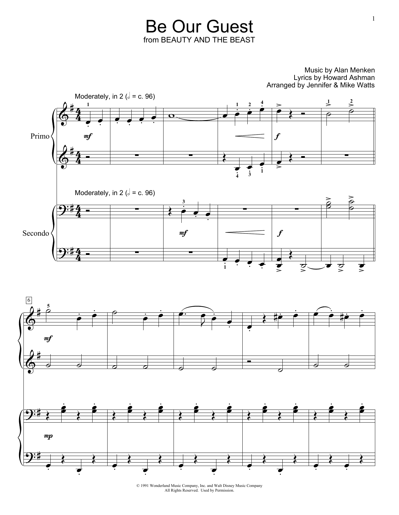 Alan Menken Howard Ashman Be Our Guest From Beauty And The Beast Arr Jennifer Mike Watts Sheet Music Download Printable Disney Pdf Score How To Play On Alan Menken Howard Ashman Be Our Guest From Beauty And The Beast Arr Jennifer Mike Watts Sheet Music Download Printable Disney Pdf Score How To Play On