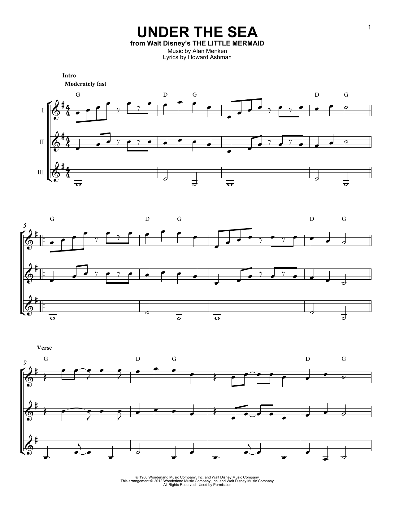 Under The Sea Sheet Music Notes Alan Menken Chords Download
