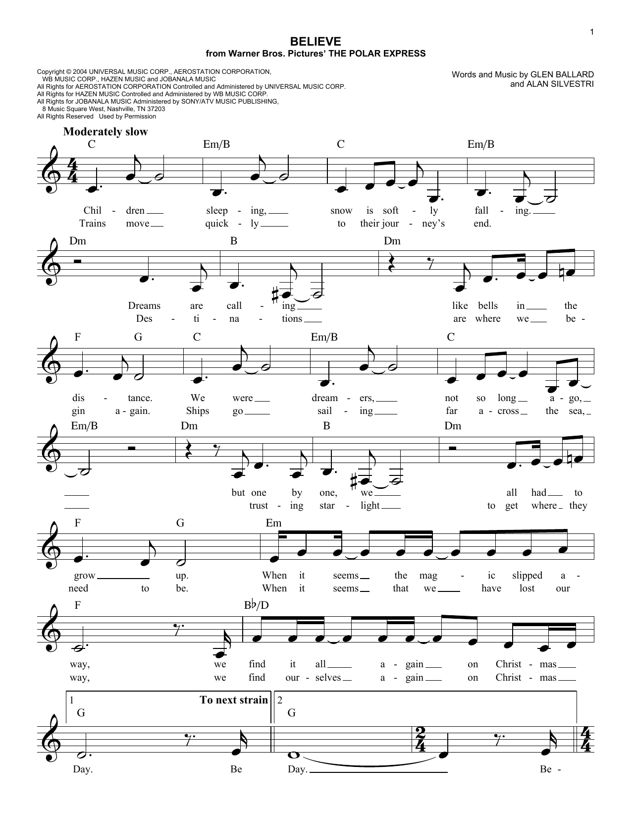Preview Alan Silvestri Believe Winter sheet music, notes and chords for Melody Line, Lyrics & Chords, SKU: 191507 sheet music, piano notes, chords, guitar tabs, score, transpose, transcribe, how to play, guide, download, learn, tutorial, progression, song, artist, awards, billboard, mtv, vh1, tour, single, album, release