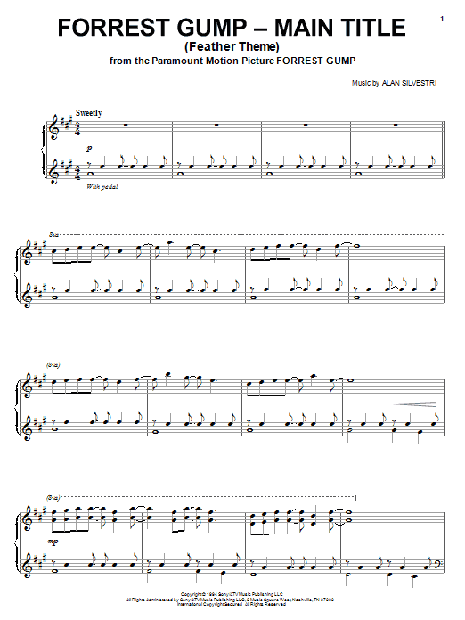 Preview Alan Silvestri Forrest Gump - Main Title (Feather Theme) Pop sheet music, notes and chords for Piano, SKU: 21398 sheet music, piano notes, chords, guitar tabs, score, transpose, transcribe, how to play, guide, download, learn, tutorial, progression, song, artist, awards, billboard, mtv, vh1, tour, single, album, release