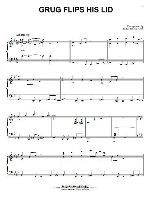 Preview Alan Silvestri Grug Flips His Lid (from The Croods) Children sheet music, notes and chords for Piano, SKU: 98962 sheet music, piano notes, chords, guitar tabs, score, transpose, transcribe, how to play, guide, download, learn, tutorial, progression, song, artist, awards, billboard, mtv, vh1, tour, single, album, release