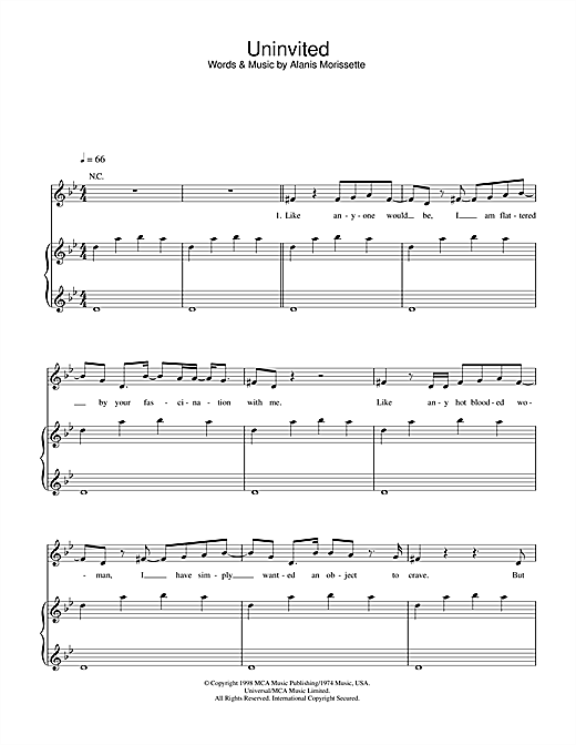 Preview Alanis Morissette Uninvited Rock sheet music, notes and chords for Lyrics & Chords, SKU: 108584 sheet music, piano notes, chords, guitar tabs, score, transpose, transcribe, how to play, guide, download, learn, tutorial, progression, song, artist, awards, billboard, mtv, vh1, tour, single, album, release