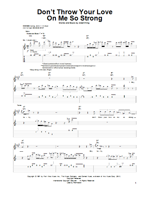 Download Albert King Don't Throw Your Love On Me So Strong sheet music and printable PDF score & Blues music notes