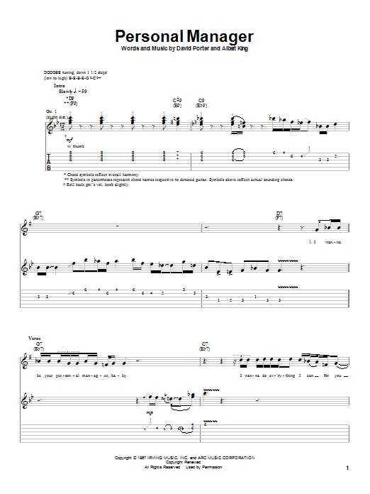 Preview Albert King Personal Manager Blues sheet music, notes and chords for Guitar Tab, SKU: 21760 Download Albert King Personal Manager sheet music and printable PDF score & Blues music notes