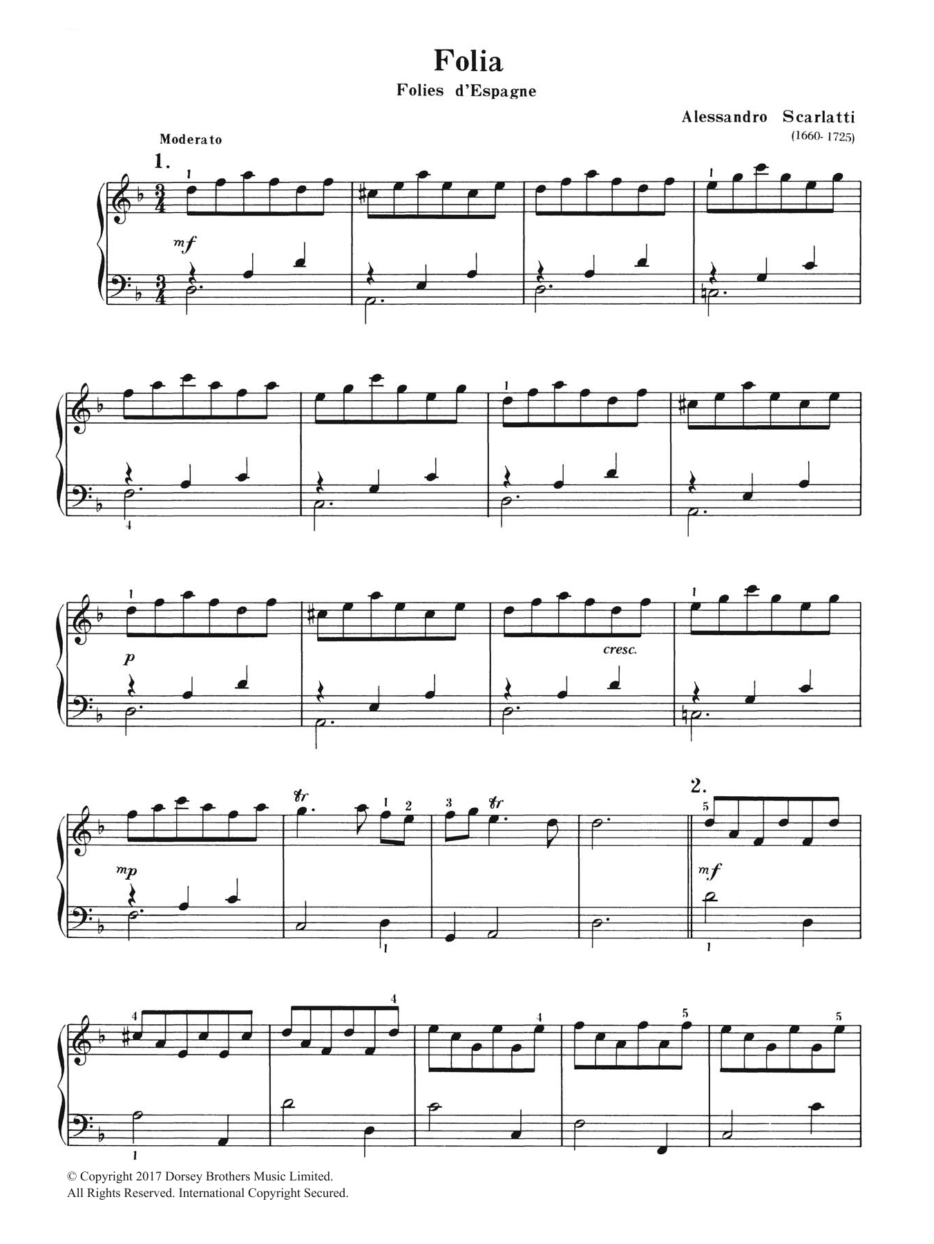Download Alessandro Scarlatti Folia sheet music and printable PDF score & Classical music notes