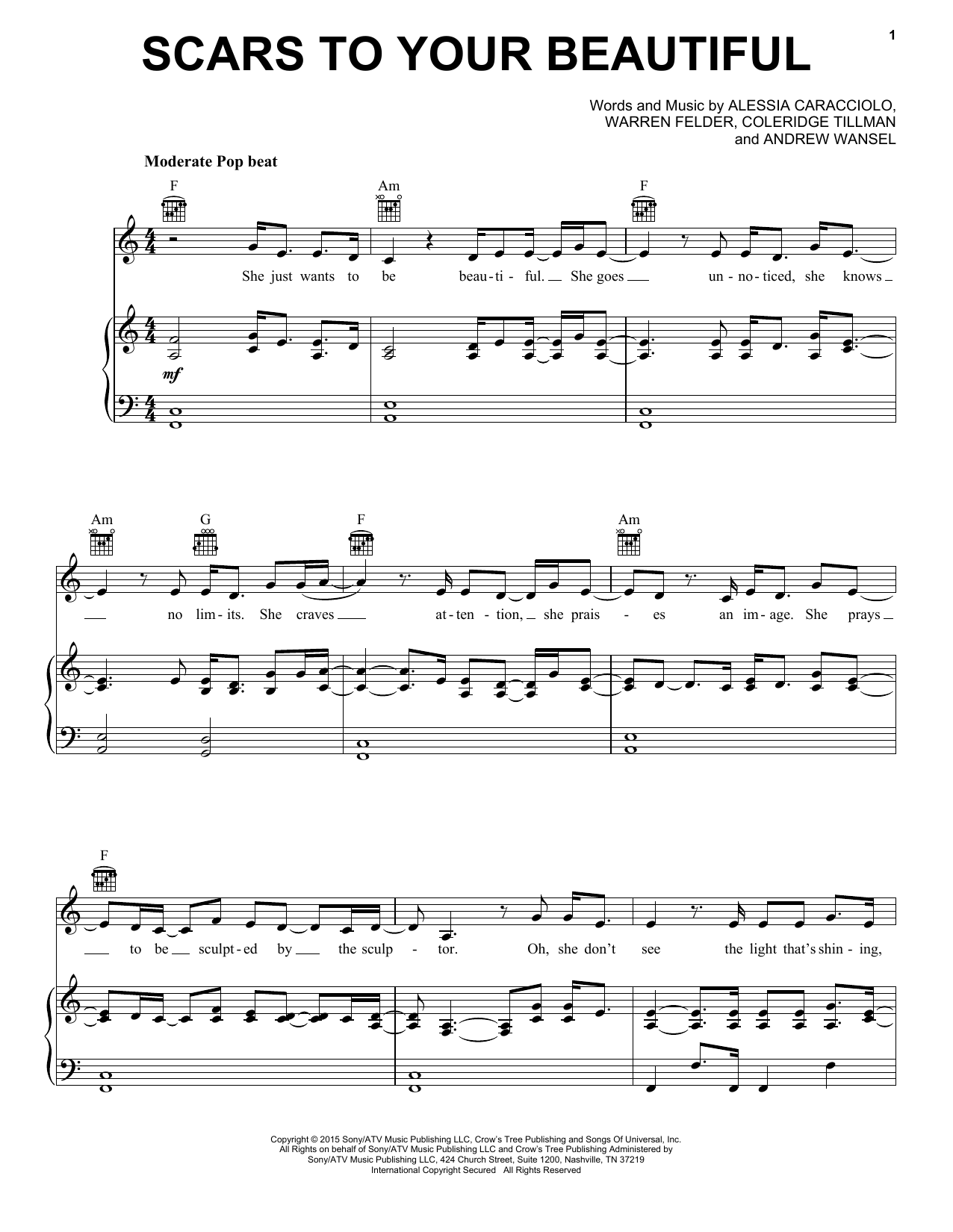Preview Alessia Cara Scars To Your Beautiful Rock sheet music, notes and chords for Ukulele, SKU: 181193 sheet music, piano notes, chords, guitar tabs, score, transpose, transcribe, how to play, guide, download, learn, tutorial, progression, song, artist, awards, billboard, mtv, vh1, tour, single, album, release