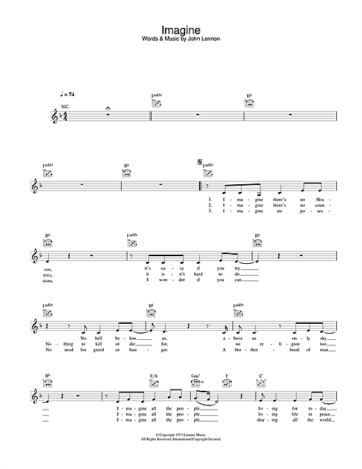 Preview Alex Parks Imagine Pop sheet music, notes and chords for Melody Line, Lyrics & Chords, SKU: 31613 Download Alex Parks Imagine sheet music and printable PDF score & Pop music notes
